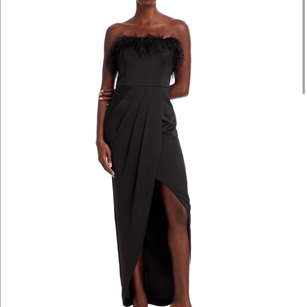 Aidan by Aidan Mattox Strapless Feather Trim Gown NWT